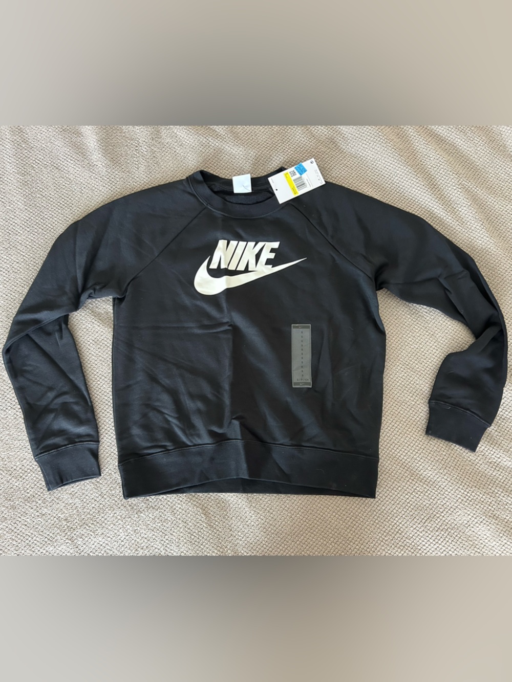 Nike Black Crewneck with White Swoosh Graphic